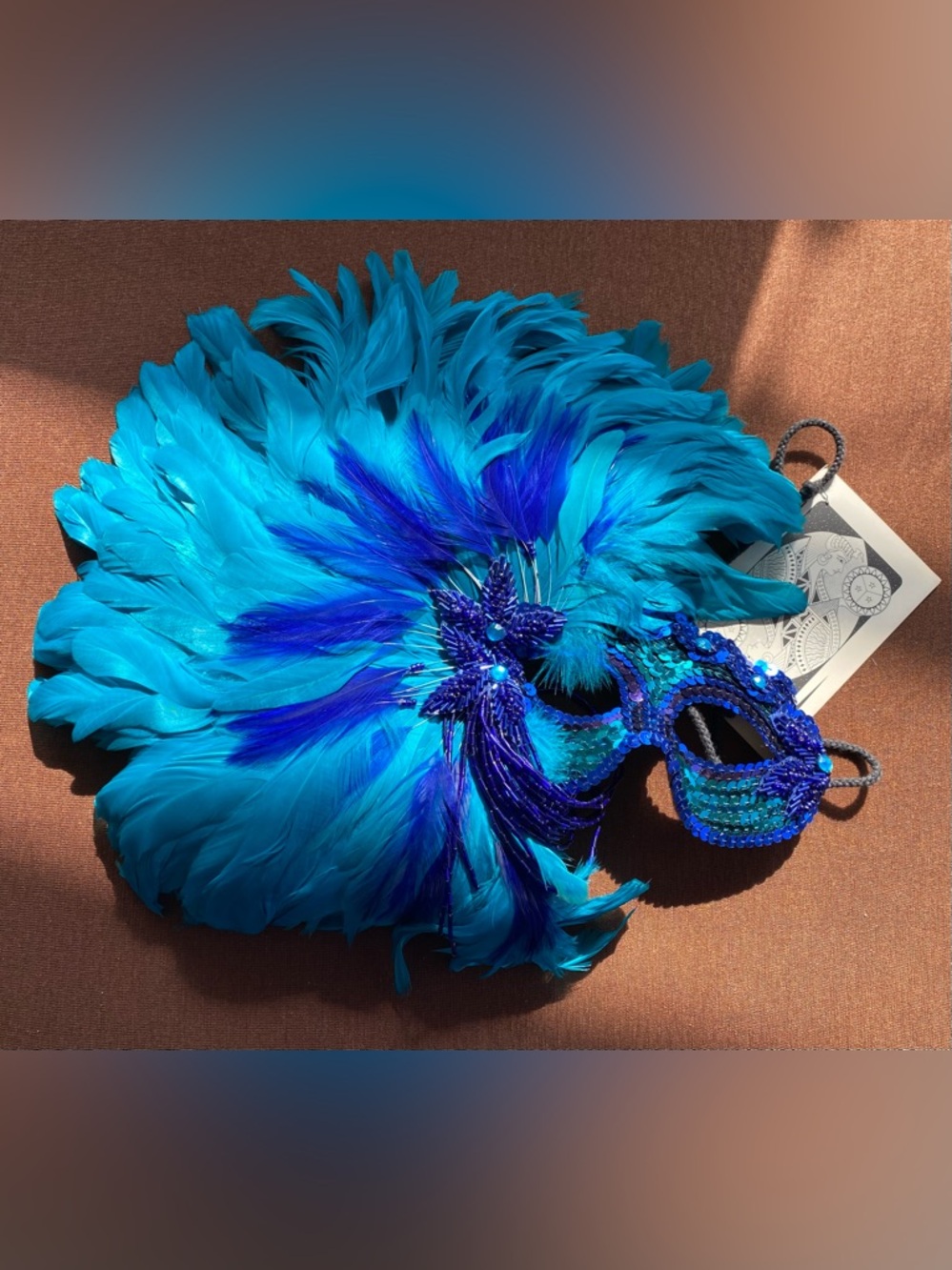 Assorted Feather Masquerade Masks - Blue, Peacock, Red, White, Cream, Brown